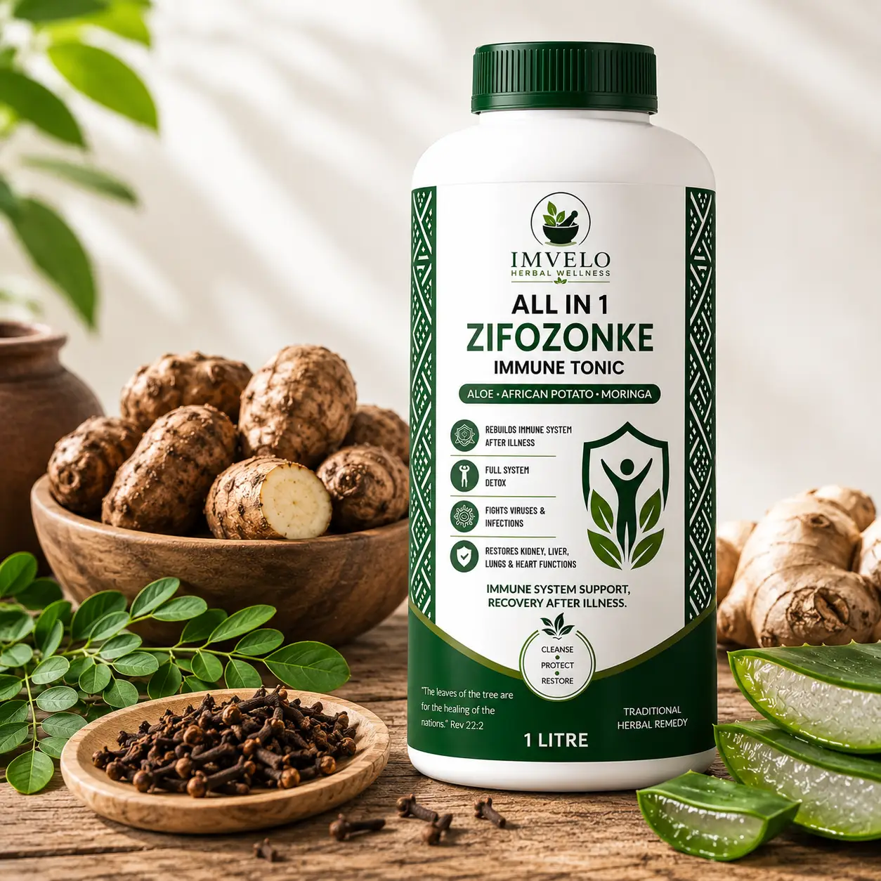 All In 1 Zifozonke Immune Rebuilder Booster Tonic 1L – Aloe Vera, African Potato & Moringa - Image 2
