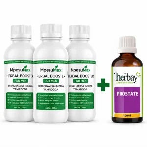 Prostate drops bundle: MpesuMax Herbal Booster tonic 3-pack with Herbay Prostate drops 100ml